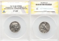 PHOENICIA. Tyre. Ca. 126/5 BC-AD 65/6. AR shekel (23mm, 12h). ANACS Fine 15, corroded, tooled. Dated Civic Year 51 (76/5 BC). Laureate bust of Melqart...