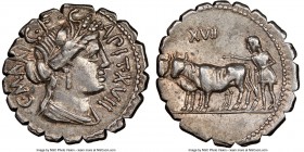 C. Marius C.f. Capito (ca. 81 BC) AR serratus denarius (19mm, 5h). NGC Choice XF. Rome. C•MARI C•F•C-APIT•XVII, wreathed and draped head of Ceres righ...