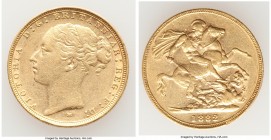 Victoria gold "St. George" Sovereign 1882-M XF, Melbourne mint, KM7. 22.1mm. 7.97gm. AGW 0.2355 oz. 

HID09801242017

© 2020 Heritage Auctions | A...