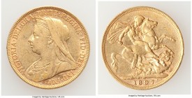 Victoria gold Sovereign 1897-M XF, Melbourne mint, KM13. 22.1mm. 7.95gm. AGW 0.2355 oz. 

HID09801242017

© 2020 Heritage Auctions | All Rights Re...