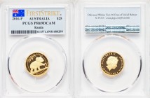 Elizabeth II gold Proof 25 Dollars (1/4 oz) 2016-P PR69 Deep Cameo PCGS, Perth mint, KM-Unl. Mintage: 459. Gold Koala issue. AGW 0.25 oz.

HID098012...