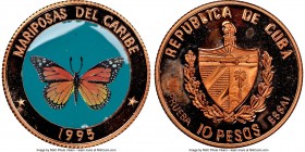 Republic 6-Piece Lot of Certified Proof Prueba Essai "Butterflies of Caribbean - Danas Plexippus" 10 Pesos 1995 NGC, 1) copper 10 Pesos - PR68 Red Ult...