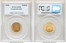 Republic gold Ducat 1928 MS64 PCGS, KM8. 

HID09801242017

© 2020 Heritage Auctions | All Rights Reserve