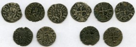 5-Piece Lot of Uncertified Assorted Deniers ND VF, 19.0mm. Average weigh 0.94gm. Includes issues: Denier Tournois of Philip IV (2) and deniers of Besa...