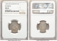 Bamberg. Lother Franz 4 Kreuzer 1696-GFN MS65 NGC, Nurnberg mint, KM85. St. Heinrich holding scepter and orb with value 4 / crowned arms in wreath, da...