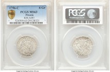 Prussia. Friedrich II 6 Groschen 1756-C MS63 PCGS, Cleve mint, KM-A283. Highest graded of type. 

HID09801242017

© 2020 Heritage Auctions | All R...