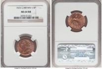 George IV 3-Piece Lot of Certified Farthings 1825 MS64 Red and Brown NGC, KM677, S-3822. All three with cobalt tinted surfaces. Sold as is, no returns...