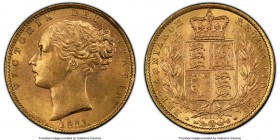 Victoria gold "Shield" Sovereign 1871 MS63 PCGS, KM736.2, S-3853B. With die # 31 below wreath. 

HID09801242017

© 2020 Heritage Auctions | All Ri...