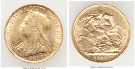 Victoria gold Sovereign 1899 AU (Rim Nicks), KM785, S-3874. 22.0mm. 8.00gm. AGW 0.2355 oz. 

HID09801242017

© 2020 Heritage Auctions | All Rights...