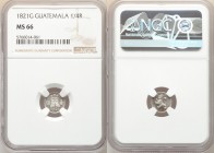 Ferdinand VII 1/4 Real 1821-G MS66 NGC, Nueva Guatemala mint, KM72. Cartwheel luster. 

HID09801242017

© 2020 Heritage Auctions | All Rights Rese...
