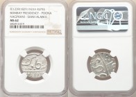 British India. Bombay Presidency Rupee FE 1239 (1829) MS62 NGC, Poona mint, KM325 (under Martha Confederacy). Nagphani mintmark, struck in the name of...