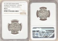 British India. Bombay Presidency Rupee FE 1239 (1829) MS61 NGC, Poona mint, KM325 (under Martha Confederacy). Nagphani mintmark, struck in the name of...