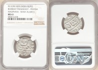 British India. Bombay Presidency Rupee FE 1239 (1829) MS61 NGC, Poona mint, KM325 (under Martha Confederacy). Nagphani mintmark, struck in the name of...