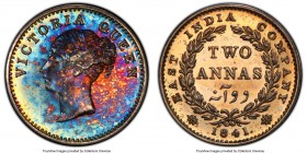 British India. Victoria Proof Restrike 2 Annas 1841.-(b) PR64 PCGS, Bombay mint, KM459.1, S&W-2.54. Toned in vivid magenta, blue and yellow.

HID098...