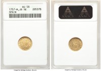 Ferdinand VI gold 1/2 Escudo 1757 M-JB AU58 ANACS, Madrid mint, KM378. AGW 0. 0498 oz. 

HID09801242017

© 2020 Heritage Auctions | All Rights Res...