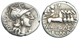 ANTESTIA. Denario. Roma (136 a.C.). R/ L. ANTES debajo de la cuadriga de Júpiter. CRAW-238.1. FFC-151. BC+.