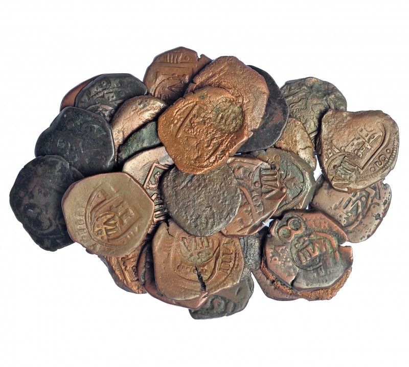 Lote 30 monedas de 8 maravedís. Reselladas. 1641, 1642 y 1659. Variedad de cecas...