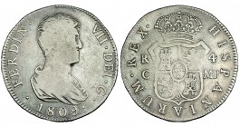 4 reales. 1809. Cataluña. MP. VI-836. Finas rayas. BC+. Rara.