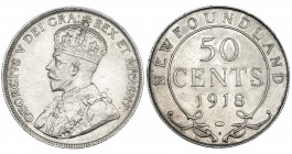 CANADÁ. Terranova (Newfoundland). Jorge V. 50 centavos. 1918. EBC.