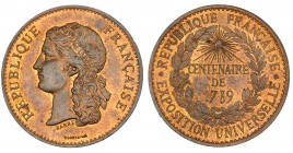 FRANCIA. Medalla Exposición Universal. Centenario de 1789. AE 33 mm. Grabador Barre. B.O. EBC.