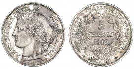 FRANCIA. 5 francos. 1849.A KM-761.1. Pátina irregular. EBC-.