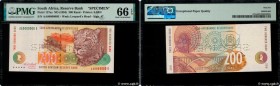 Country : SOUTH AFRICA 
Face Value : 200 Rand Spécimen 
Date : (1994) 
Period/Province/Bank : South African Reserve Bank 
Catalogue reference : P.127a...