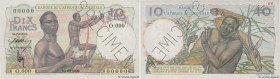 Country : FRENCH WEST AFRICA (1895-1958) 
Face Value : 10 Francs Spécimen 
Date : (1946) 
Period/Province/Bank : Banque de l'Afrique Occidentale 
Cata...
