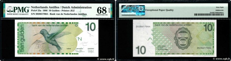 Country : NETHERLANDS ANTILLES 
Face Value : 10 Gulden  
Date : 31 mars 1986 
Pe...