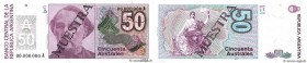Country : ARGENTINA 
Face Value : 50 Australes Spécimen 
Date : (1986) 
Period/Province/Bank : Banco Central de la Republica Argentina 
Catalogue refe...