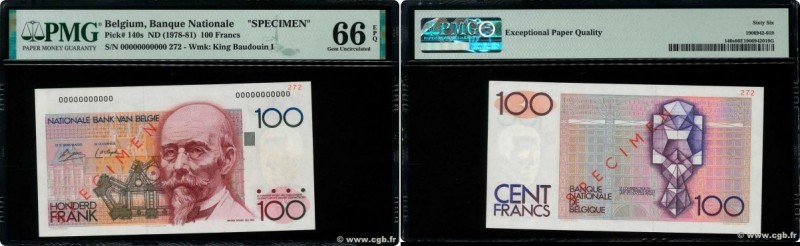 Country : BELGIUM 
Face Value : 100 Francs Spécimen 
Date : (1978) 
Period/Provi...