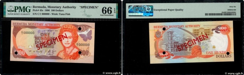 Country : BERMUDA 
Face Value : 100 Dollars Spécimen 
Date : 14 février 1996 
Pe...