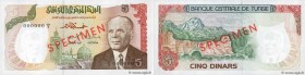 Country : TUNISIA 
Face Value : 5 Dinars Spécimen 
Date : 15 octobre 1980 
Period/Province/Bank : Banque Centrale de Tunisie 
Catalogue reference : P....