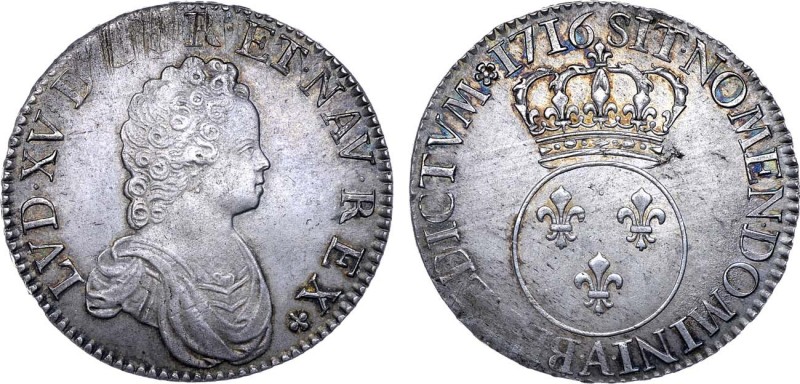 Королевство Франция. Король Людовик XV. Экю 1716 года.

 Серебро. 30,51г. Пари...