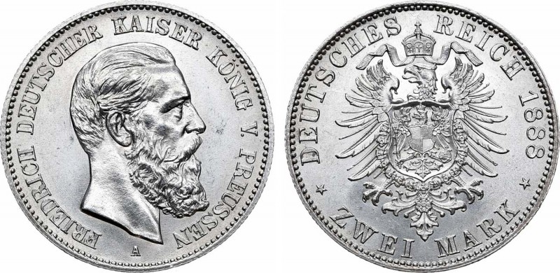 Германская империя. Королевство Пруссия. Король Фридрих III. 2 марки 1888 года. ...