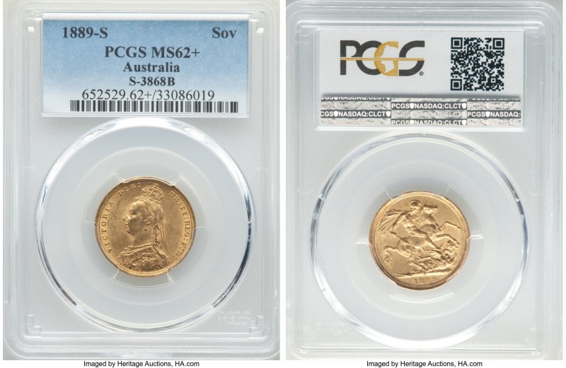 Victoria gold Sovereign 1889-S MS62+ PCGS, Sydney mint, KM10, S-3868B. On the pr...
