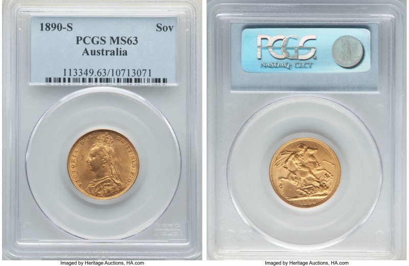 Victoria gold Sovereign 1890-S MS63 PCGS, Sydney mint, KM10. An ever-popular typ...
