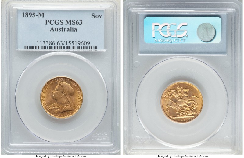 Victoria gold Sovereign 1895-M MS63 PCGS, Melbourne mint, KM13. An original sele...