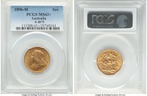 Victoria gold Sovereign 1896-M MS62+ PCGS, Melbourne mint, KM13, S-3875. Displaying a shimmering brilliance that caresses the devices. 

HID0980124201...