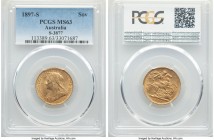 Victoria gold Sovereign 1897-S MS63 PCGS, Sydney mint, KM13, S-3877. Quite scarce at the choice level of preservation, no other examples seen by PCGS ...