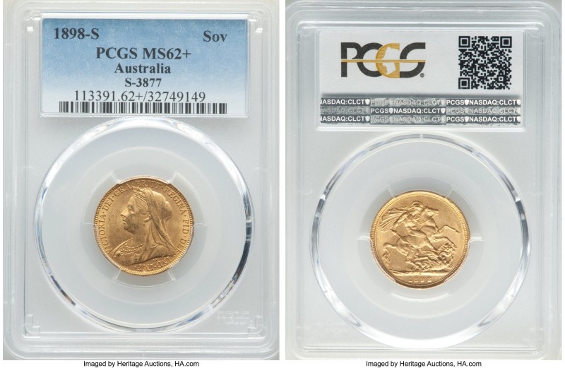 Victoria gold Sovereign 1898-S MS62+ PCGS, Sydney mint, KM13, S-3877. A scintill...