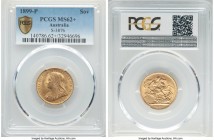 Victoria gold Sovereign 1899-P MS62+ PCGS, Perth mint, KM13, S-3876. The key date within the series, given the original mintage of only 690,000, compa...
