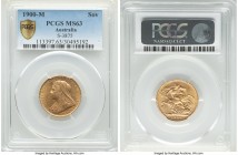 Victoria gold Sovereign 1900-M MS63 PCGS, Melbourne mint, KM13, S-3875. Harvest-gold, with a striking luminosity expressed throughout the fields. 

HI...
