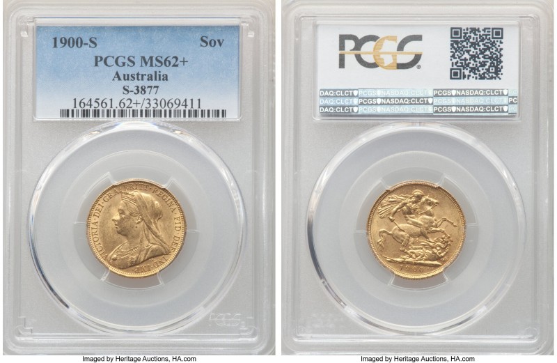 Victoria gold Sovereign 1900-S MS62+ PCGS Sydney mint, KM13, S-3877. Exhibiting ...