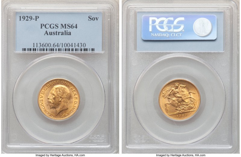 George V gold Sovereign 1929-P MS64 PCGS, Perth mint, KM32. Expressing a charmin...