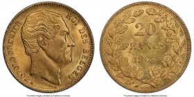 Leopold I gold 20 Francs 1865 MS65 PCGS, KM23. Position B, L. WIENER variety. An indisputable gem decorated in mint frost. 

HID09801242017

© 2020 He...