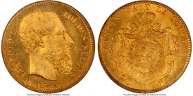 Leopold II gold 20 Francs 1871 MS67 PCGS, KM37. Position A variety. Short Beard, Wide Date. The single-finest certified example of this date. Radiant ...