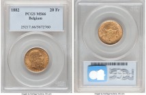 Leopold II gold 20 Francs 1882 MS66 PCGS, KM37. A gratifying selection revealing not a single flaw of note. 

HID09801242017

© 2020 Heritage Auctions...