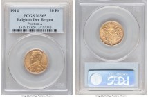 Albert I gold 20 Francs 1914 MS65 PCGS, KM79. Flemish legends, Position A variety. Lightly toned over cascading underlying luster. 

HID09801242017

©...