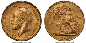 George V gold Sovereign 1918-C MS63 PCGS, Ottawa mint, KM20, S-3997. Exhibiting light friction in line with the grade, a feature wholly overshadowed b...