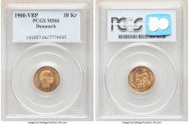 Christian IX gold 10 Kroner 1900 (h)-VBP MS66 PCGS, Copenhagen mint, KM790.2. Completely struck and admirably reflective. Tied for the finest certifie...
